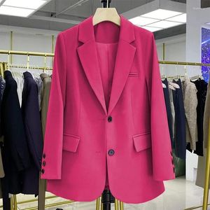 Kvinnors kostymer 2024 Trendiga blazer Kvinnor Solid Coat Summer Office Lady Womens Vintage Casual Loose Small Suit Thin Elegant Outwear
