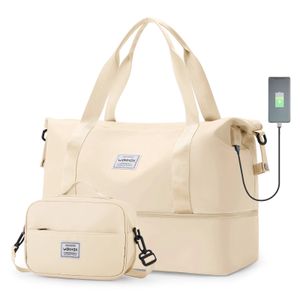 Fitnesstasche für Frauen und Mentravel -Reisetasche mit USB -Ladestasche PortWeekender über Nacht Tasche mit nassen Taschen- und Schuhenfach 240520