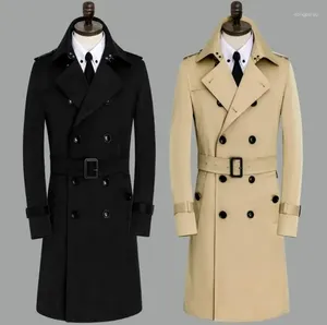 Męskie okopy płaszcze wiosna jesień 2024 Designer Mens Man Medium i długi płaszcz męskie ubrania Slim Fit Tleeve Koreańskie