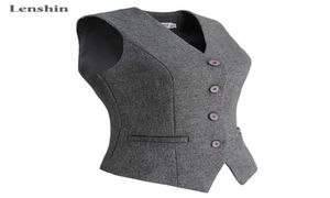 Lenshin Women Elegant Ol Weistcoat Vest Gilet Vneck Proginist Lach Ladies Tops Office Offical Ware Wear Outerwear 201225344375