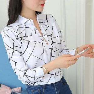 Camicette da donna Jfuncy Office Lady Work Shirts Women Women Tops Fashion Casual White Stripe Shirt Female Slim Slizia