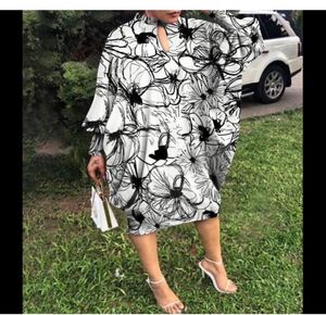 KneeLength Dress 2022 VONDA Women Long Sleeve O Neck Floral Print Dress Casual Party Dresses Kaftan Robe Oversized Loose Sundress5709760