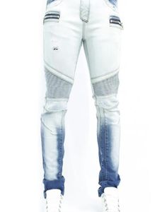 Fashionabla Mens Blue Jeans Slim Elastic Gradient Pants bekväma och andningsbara menfolkbyxor Street Style41326197647886