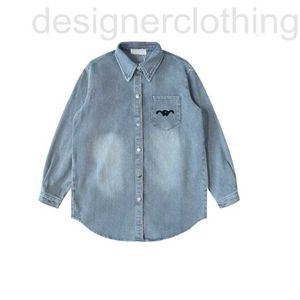 Damenblusen Hemden Designer Triumphbogensticker Herbst/Winter gewaschener Jeanshemd Design mit locker sitzender Hemdjacke für Männer und Frauen 7587