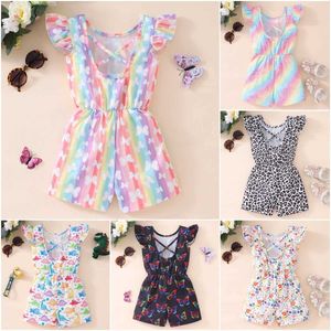 Overalls Girl Jumpers Leoparden Schmetterling Regenbogen Blumendruck Mädchen ROMPERS TODDLER KINDER GIRKEN KLEIDEN SCHNITTEN KINDER KINDER FÜR 1-8Y Y2405203ZBF