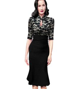 Novas mulheres de moda elegante vintage pinup túnica ruched hechole baile de noite trabalho festejo de festas formal sereia midi vestido6132459