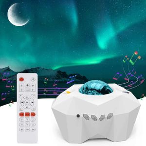 Lâmpadas Sombras LED Aurora Galaxy Projecor Night Light Bluetooth Music Speaker Star Projeção Lâmpada para Crianças Decoração Luzes de Ambiente em casa Y240520YCMY