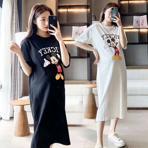 Dongdaemun Maternity Short Sleeve T-shirt Skirt 2022 Cartoon Printed Summer Dress Fashion L2405