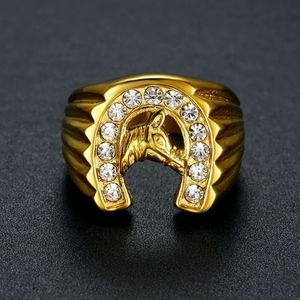 Punk Fashion Virgin Mary Mens Proposal Ring Exaggerated Micro-set Date Wedding Big 14K Gold Ring A01