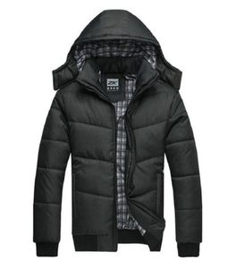 冬のジャケットの男性キルテッドブラックパフコート温かいファッション男性オーバーコートパーカアウトウェアポリエステルパッド付きフード付き冬コート2100905
