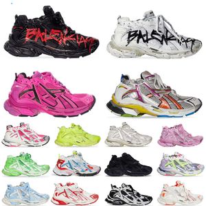 Runners 7.0 Men Sapatos de vestido graffiti preto glue glue verde couro bordô grade cinza luz roxa neon amarelo branca de luxo masculino homens tênis tênis tênis tamanhos 46