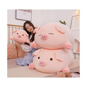 Plush Dolls 40/50/60/80Cm Squish Pig Stuffed Doll Lying Piggy Toy Animal Soft Plushie Pillow Cushion Kids Baby Comforting Gift 22040 Dh Njxb