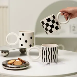 Coffee Pots Korean Style Durable Fat Cup Design Splash Ink Plastic Spotted Mug Simple Couple Tea Drink