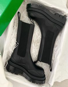 Women black Leather boot ankle boots redbottoms high heels chunky heeled booty Marchahe Calf Leathers Ankles Booties platform rubber soles Size35-424469562