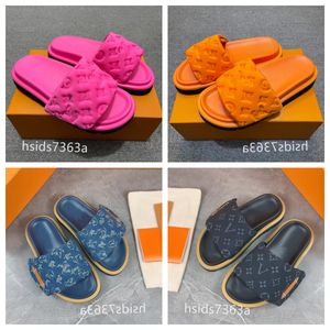 2024 travesseiros de piscina mulas imprimindo femininos designers sandálias Sunset Slides Flat Comfort Mula acolchoada Slipers de estilo de estilo fácil de vestir moda