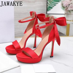 Sandali 2024 Summer Ladies High Tacco Platform Back Scarpe da festa Bowtie Women ROSSO ROSSO ROSSO BRIDAL BRIDAL BRIDA