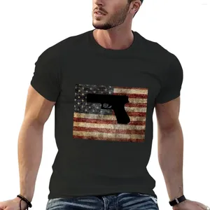 Herren Polos Gun Silhouette mit amerikanischer Flagge T-Shirt Blanks süße Tops T-Shirts für Männer Grafik