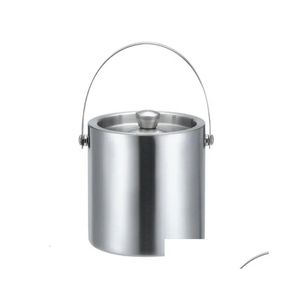 Ice Buckets And Coolers Double Wall Bucket 1.3L 1.6L 3.2L Stainless Steel Cube Container With Tong Clip Lid For Storage Bar Cooler D Dh2Zg