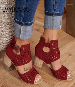 2020 Kobiety Wedge Sandals Mid Obcowanie Sumpon Slipon Bugi damskie buty Sztuczne otwarte palce ślubne Kobiety Sandalias 19330820