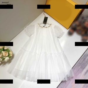 Top baby clothes Fashion design Diamond inlaid metal neck decoration dress Size 90-150 CM Breathable mesh skirt new arrival May13