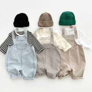 Jumpsuits Childrens Korean casual coat childrens large sleeveless pendant denim baby clothing loose fitting pants for boys and girls Y240520UJNS