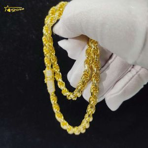 Biżuteria hip -hopowa lodowa moda kubańska naszyjnik 6 mm solid sier moissanite łańcuch liny dla mężczyzn kobiety