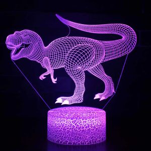 Lambalar gölgeler 3d sevimli dinozor gece ışık çocukları led dino lamba güzel usb akrilik gözlükler masa çocukları için gece ışığı hediye lambası yatak odası dekor y24052022ak