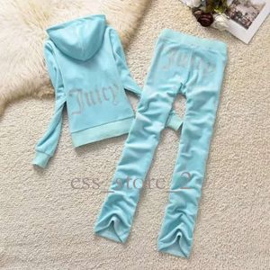 Juicy Velvet Tracksuit Juicy dressit Women Velvet 2023's marka Velor Sewing Suit Track Bluzy i zestawy spodni Nowa wysoka najwyższa jakość 24SS 140