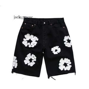 Denim kot pantolon erkekler tasarımcı kadınlar kısa jean için lüks yüksek qulity düz delikler sıkı çiçek baskısı kısayakları ince hip hop sokak siyah pantolon cl 315