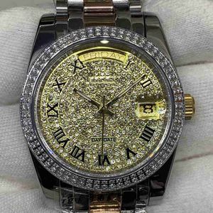 Automatic Mechanical Watch Lao Jia Log Double row stone full mechanical watch rz1932 machine