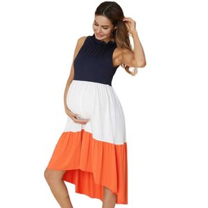 Abiti di maternità 2023 Summer Donne in gravidanza colorate a sfiorle senza maniche extra grandi abiti da lavoro da lavoro extra grandi
