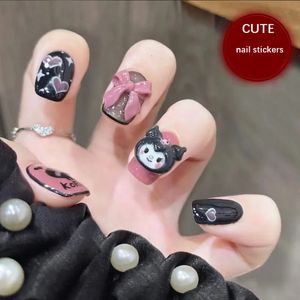 Sanrioed Kuromi Manicure Платык поддельный пятно для ногтя Съемный штук ногтя в маникюре для ногтей.