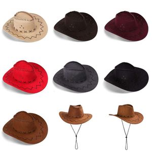 Frauen Männer Cowboy Hut Western Wildleder Cowgirl Hats Mode West Food Dress Party Kopfbedeckung Unisex Cap L2405 L2405