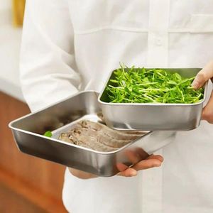 Storage Bottles Dishwasher Safe Plates Square Stainless Steel Food Box Set Freshness Preservation Easy To Clean For Home Dining