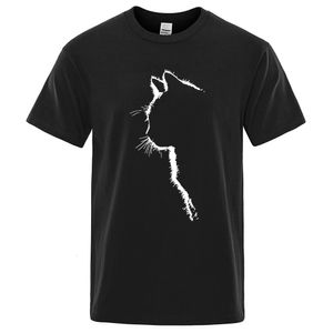Erkekler için pamuk tişörtler baskılı serin kedi hayvan tişörtleri yaz kısa kollu tişört erkek hip hop sokak kıyafeti üstleri tees komik 240520