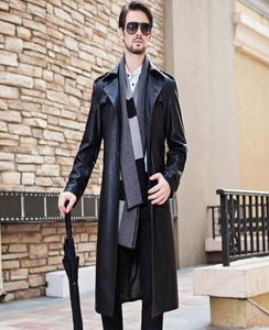 Men039s fashion Sheepskin genuine leather Windbreaker Windbreaker Leather Jacket Men Trench Coat6955243