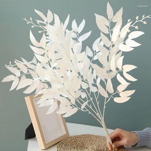 Decorative Flowers 5 Branches Artificial Willow Bouquet Fake Green Leaves Party Wedding Backdrop Decoration Faux Foliage Vine DIY Plant