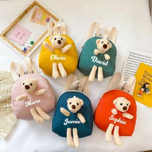 Backpacks Personalized Bear School Bag Childrens Cartoon Plush Bear Backpack Childrens School Bag Animal Gift Suitable for Boys and Girls d240520