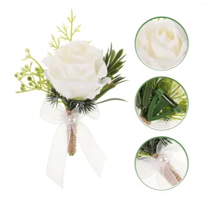 Dekorativa blommor Brudbrudgum Corsage Rose Flower Boutonniere Wedding Prom