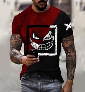 Little Devil Men's Men's Printed T-shirt Visual Improcent Party Top Streetwear Punk gotycka okrągła szyja Wysokiej jakości styl mięśni aman krótkie rękawy4201332