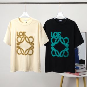 Projektant T-shirt Summer T-shirt Para krótkie rękawy etykieta klatka piersiowa kolorowy list haftowa bawełniana koszulka okrągła szyja luźna koreańska moda xs-l