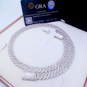 Хип -хоп ювелирные украшения заморозили ожерелье для модного звена 10 мм твердый сер Майами Моссанит Кубинская цепь для мужчин женщин
