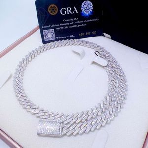 Biżuteria hip -hopowa lodowana mody Link Naszyjnik 10 mm solid Sier Miami Moissanite Cuban Sain for Men