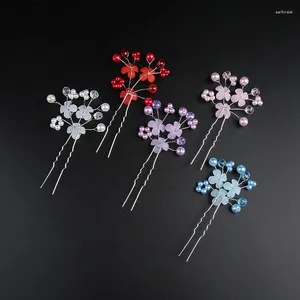 Hair Clips One PieceColorful Pearl Flower Pin Bride Wedding Aolly Accessories Jewerly Headwear