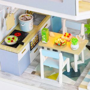 Baby House Kit Mini DIY Handgefertigte 3D -Puzzle -Montage -Gebäude Villa Model Spielzeug, Heimschlafzimmer -Dekoration mit Möbeln Holz CRA