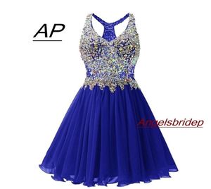 Angelsbridep vneck Homecoming elbiseler seksi diz kokteyli elbise moda artı beden kristal boncuklar mini 8. sınıf parti elbisesi 24226647