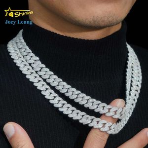 13 mm szerokość biżuterii Mężczyzna Naszyjnik Sterling Sier Moissanite Hip Hip Hip Iceded Out Cuban Link Chain