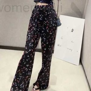 Women's Pants & Capris designer 24 Summer New Colorful Letter Printing High Waist Silk Slippery Leisure with Straight Tube DGGG 69GZ