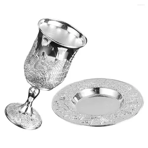 Wine Glasses Jewish Glass Kiddush Silver Plated Cup With Saucer Judaica Shabbos Passover For Shabbat Havdalah Holiday Gift