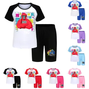 Kläder sätter Gorilla Tag Monke Tshirt Kids Summer Clothes Junior Boys Short Sleeve T-shirt Shorts 2st Set Tobarn Girls Pyjama
